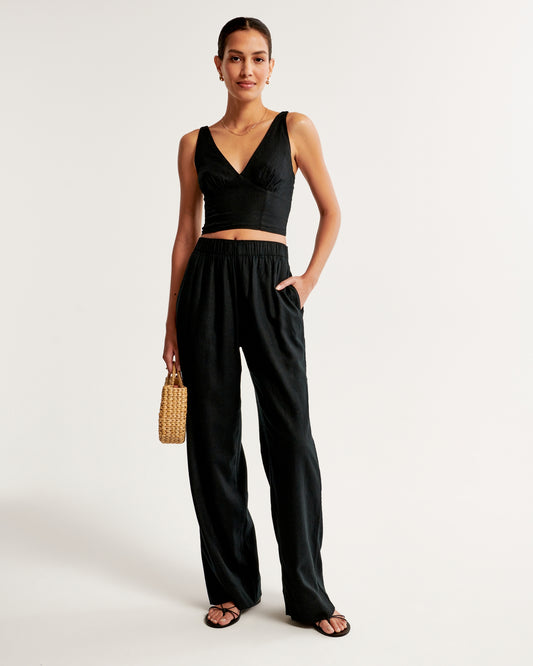 Linen-Blend Pull-On Pant