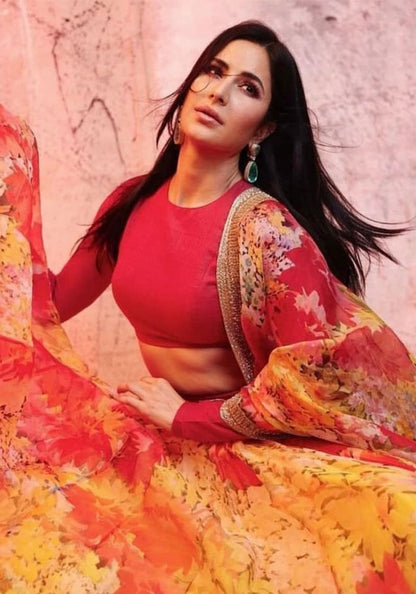 Katrina Kaif Organza Lehenga Choli with Dupatta