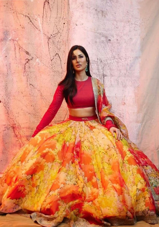 Katrina Kaif Organza Lehenga Choli with Dupatta