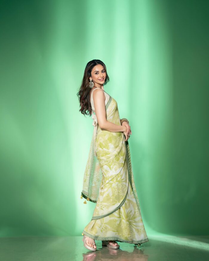 Rakul Preet Singh’s lime Designer Anitta Dongre Sari