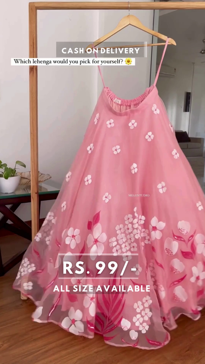 Organza Printed Lehenga Choli