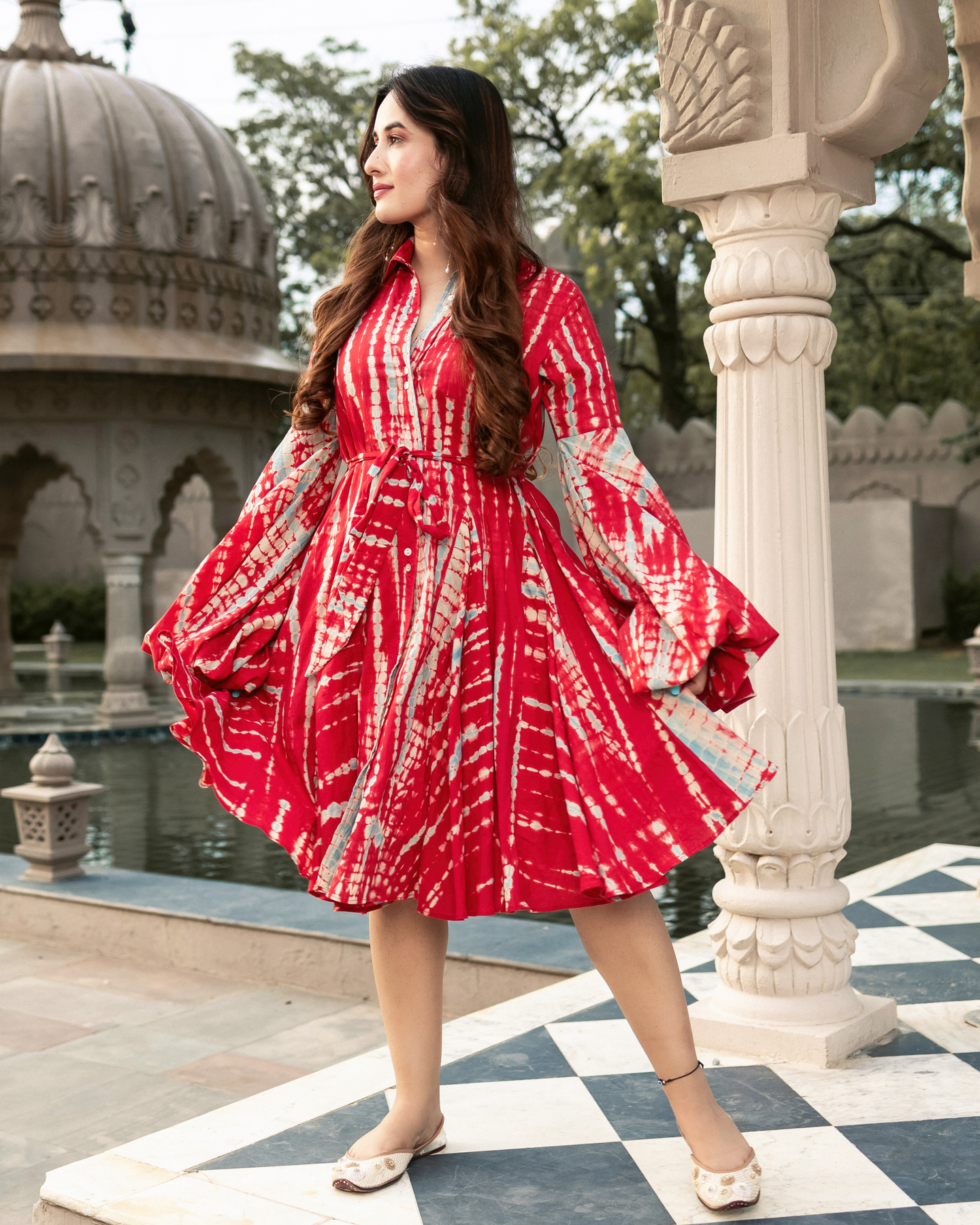 SURKH SHIBORI COTTON DRESS