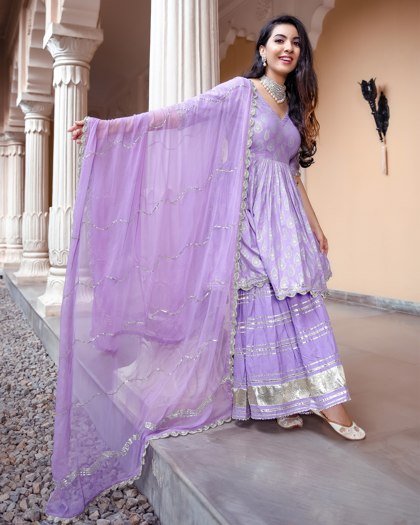 LAVENDER LUSH GOTAPATTI SHARARA SET