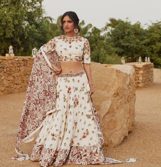 Online Off White Color Digital Print Lehenga Choli