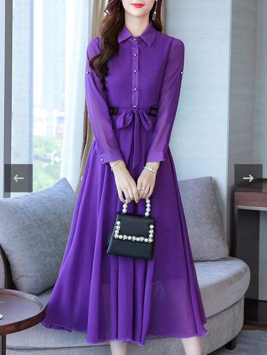 Women Beautiful Purple Color Flare Dress