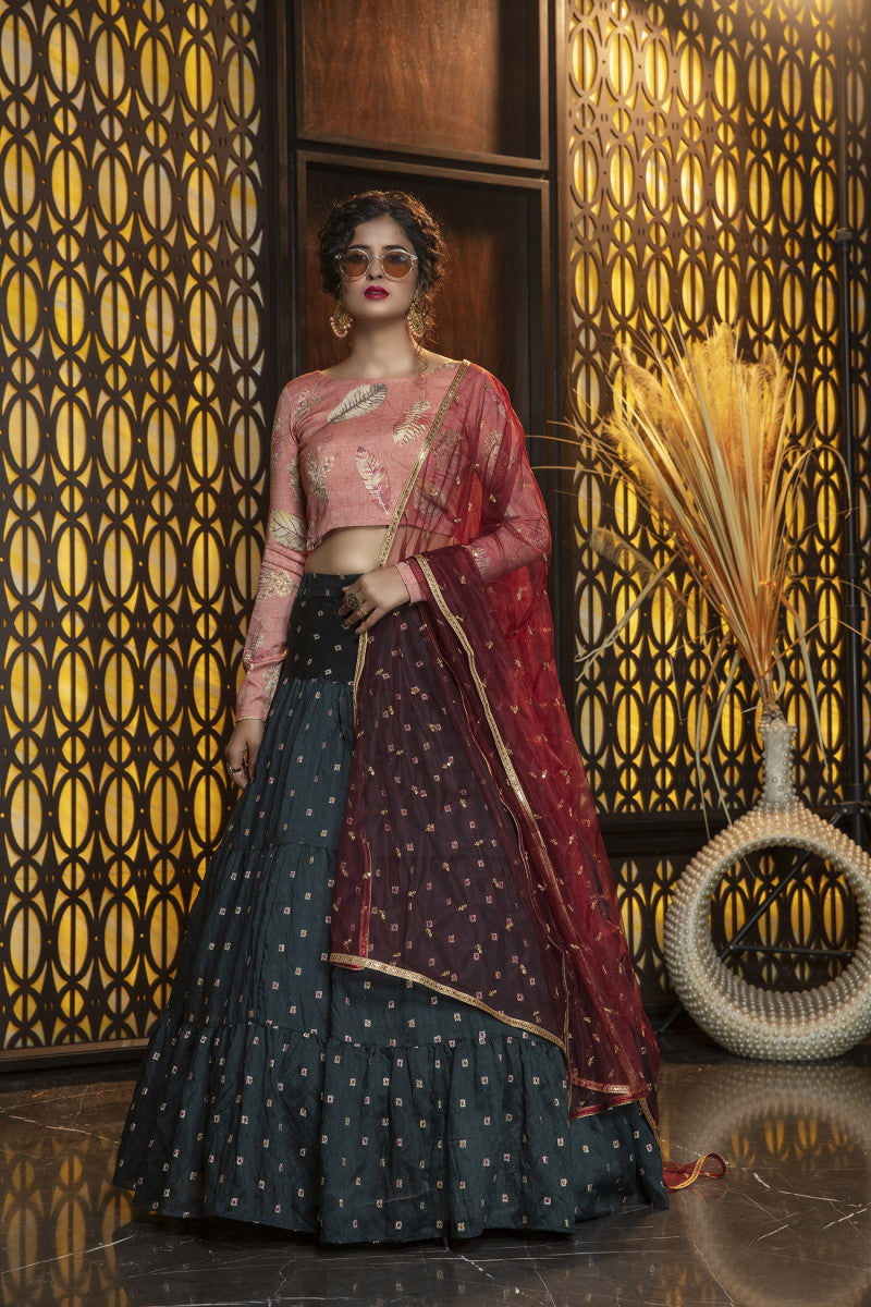 Extra Ordinary Green Color Cotton Luxuriant Lehenga Choli