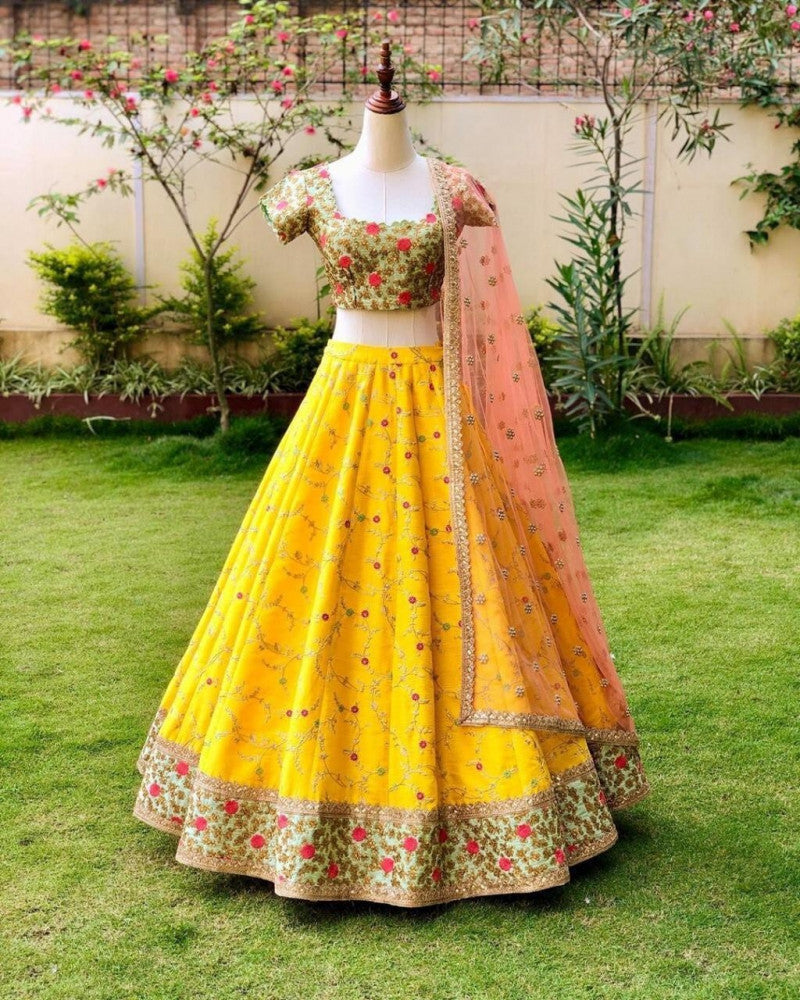 Delightful Yellow Color Wedding Wear Lehenga Choli