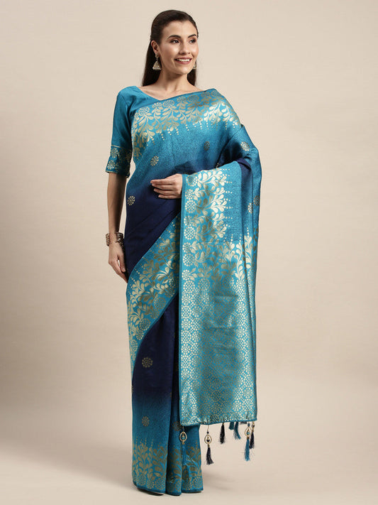 Dreamy Sky Blue color Banarasi Silk Saree