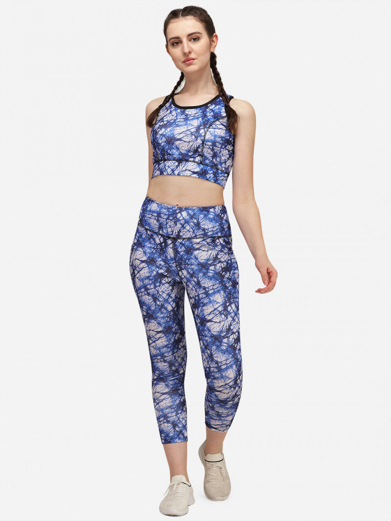 Blue With White Color Activewear Gym Suit