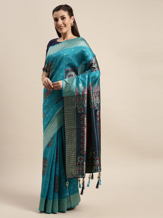 Dreamy Blue Color Banarasi Silk Saree