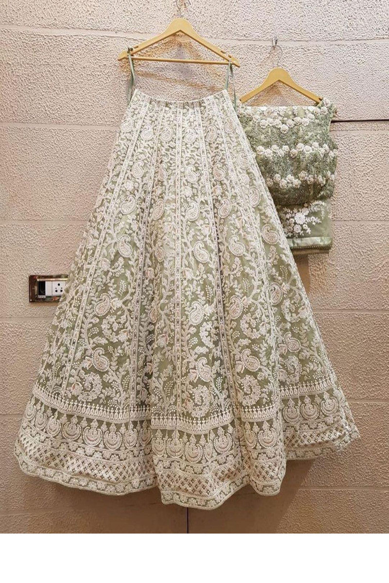 Dashing Off White Color Mono Net Lehenga Choli