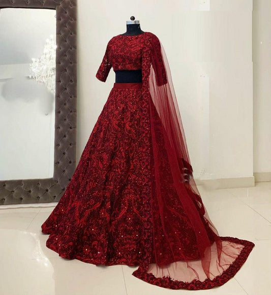 Affordable Red Color Silk Foil Printed Online Lehenga Choli