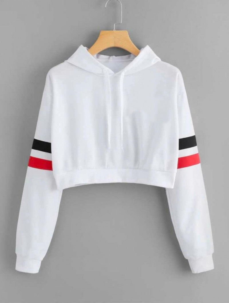 White Color Long sleeve Hoodie Top