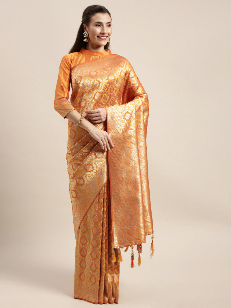 Precious Excellent Mustard Color Banarasi Silk Saree