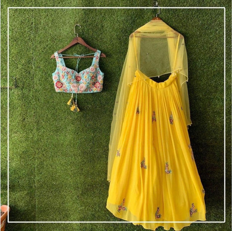 Haldi Ceremony Yellow Color Lehenga Choli