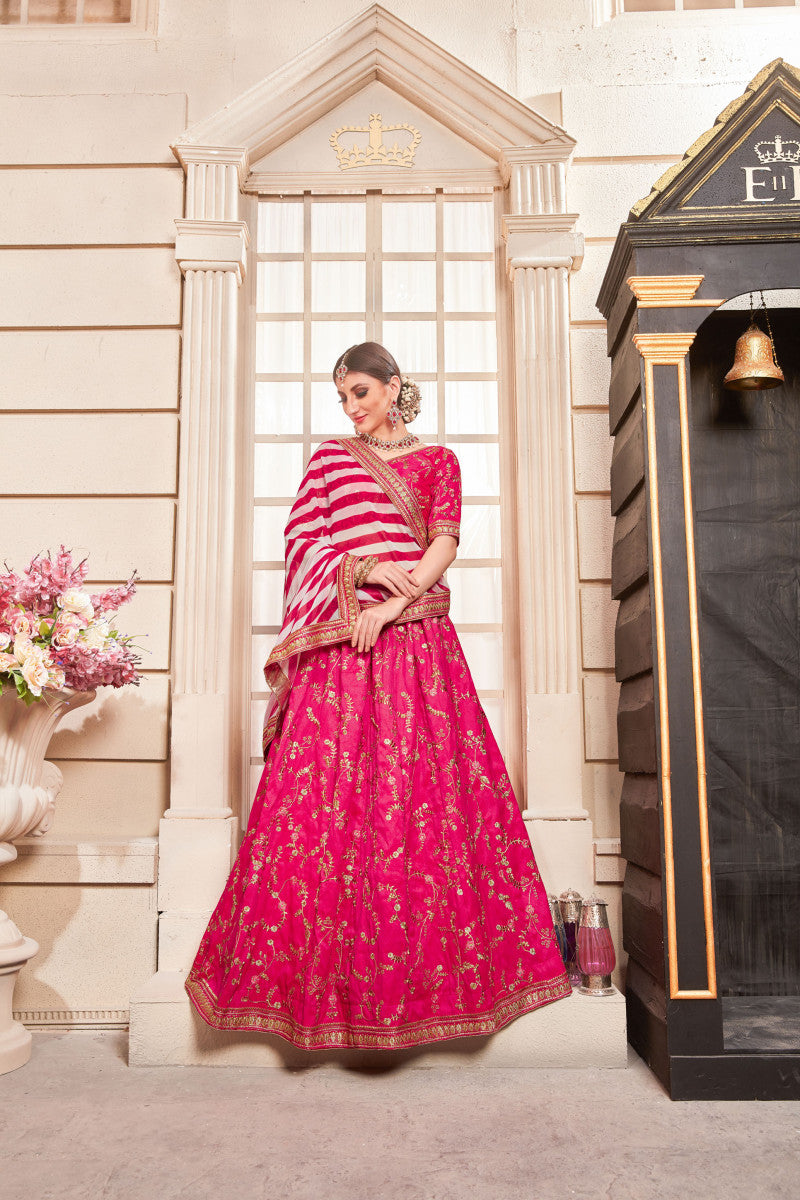 Precious Trending Extra Ordinary Flossy Pink Phantom Silk Lehenga Choli