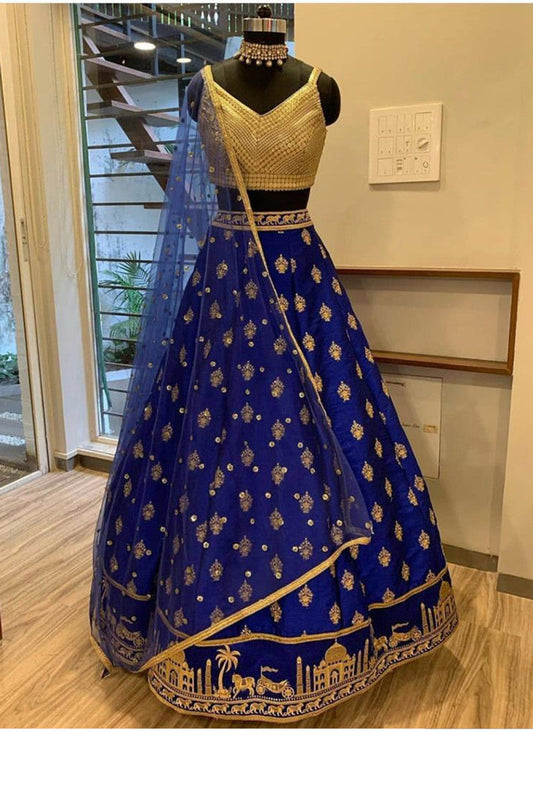 Glimmering Blue Color Weight Less?Wedding Wear Lehenga Choli