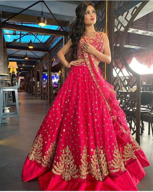 Extra Ordinary Extra Ordinary?Pink Color Engagement Wear Lehenga Choli