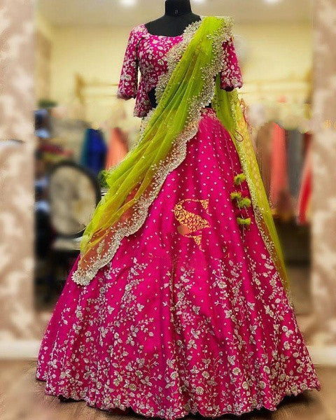 Beautiful Pink Heavy Work Heavy Embroidery Lehenga Choli