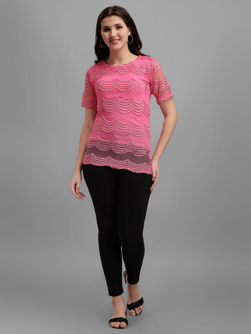 Extra Ordinary Pink Color Lycra Top