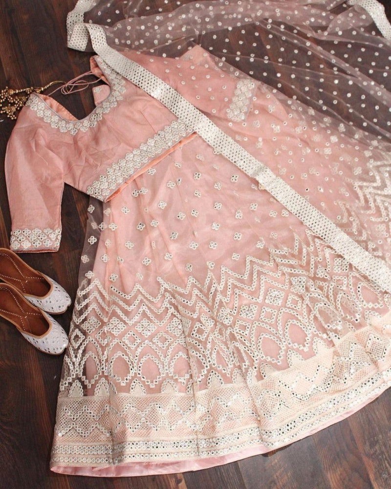 Baby Pink Color Heavy Trendy Work Lehenga Choli