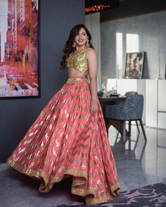 Classic Extra Ordinary Peach Color Heavy Trendy Lehenga Choli