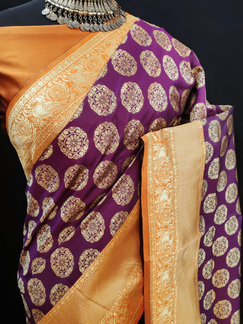 Precious Wedding Purple & Yellow Color Rich Pallu & Heavy Design Work Saree