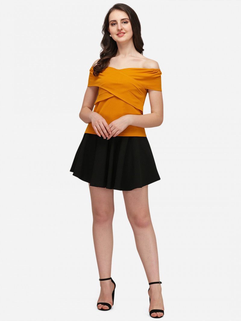 Off-Shoulder Bardot Mustard Color Top