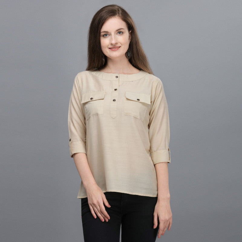 Beautiful Beige Color Tunic T-Shirt for Women