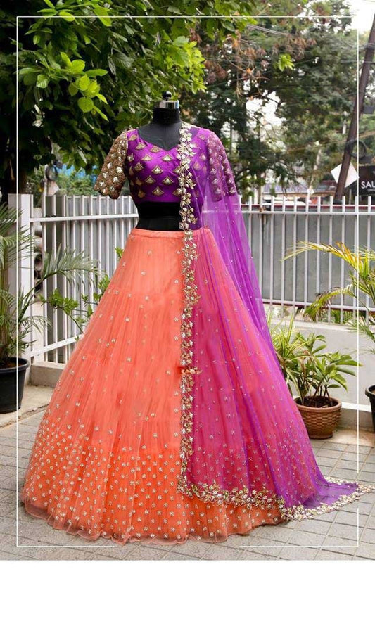 Beautiful Peach Color Beautiful Lehenga Choli