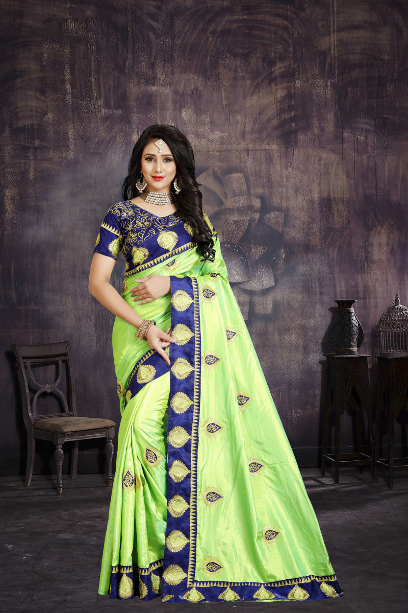 Trending Heavy Trendy Green Silk Saree