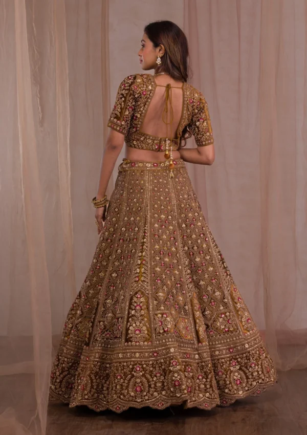 Zariwork Velvet Readymade Lehenga - Image 3