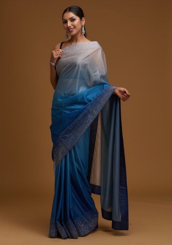 Peacock Blue Tissue Designer Saree