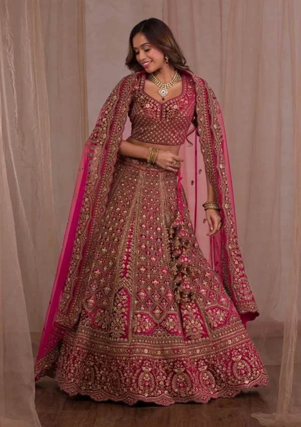 Zariwork Velvet Readymade Lehenga - Image 4