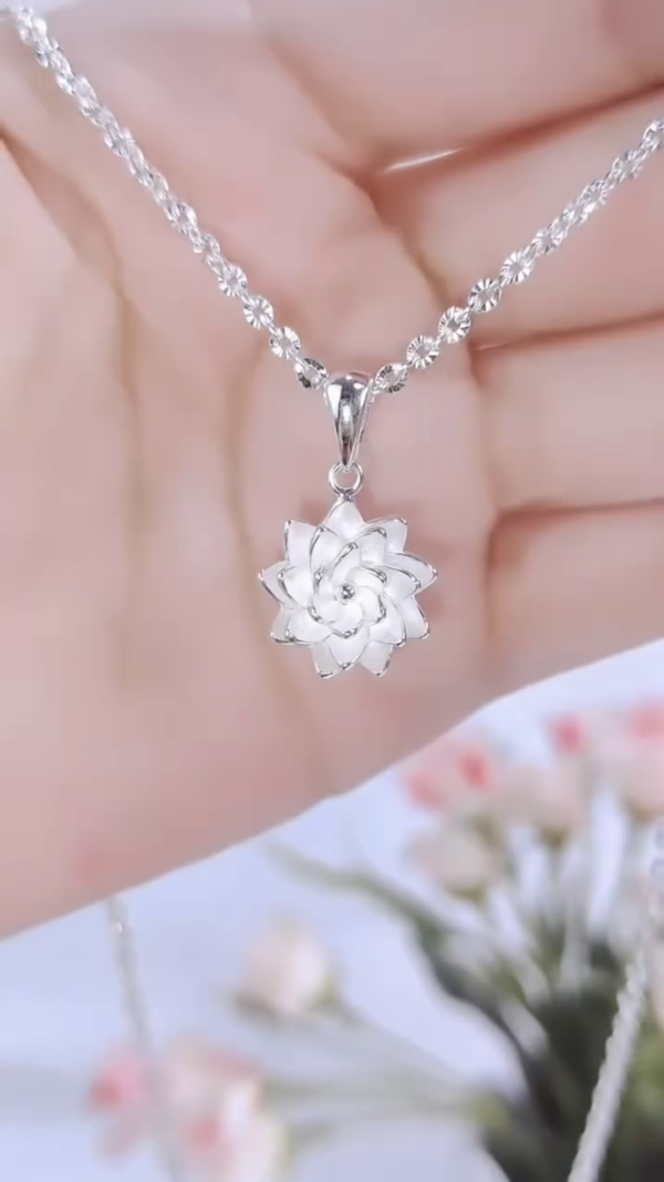 Sterling Silver Enlightened Lotus Flower Pendant - Image 2