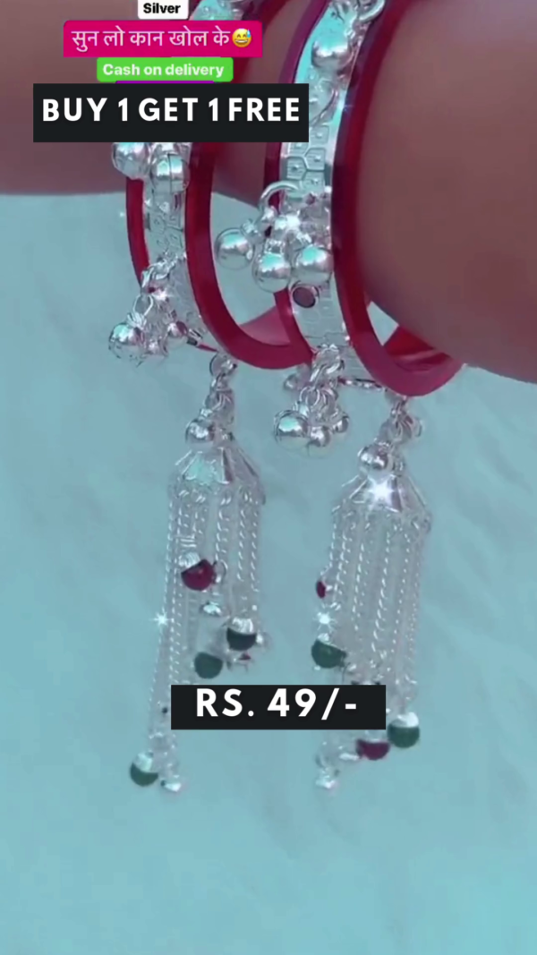 White Silver Plated Ethnic Daily Wear Payal Anklet for Women & Girls with Ghungroo - Image 6