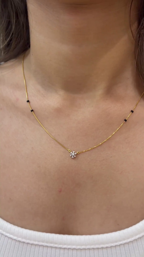 Delicate Gold-Plated Butterfly Diamond Mangalsutra Necklace – Minimalist & Elegant