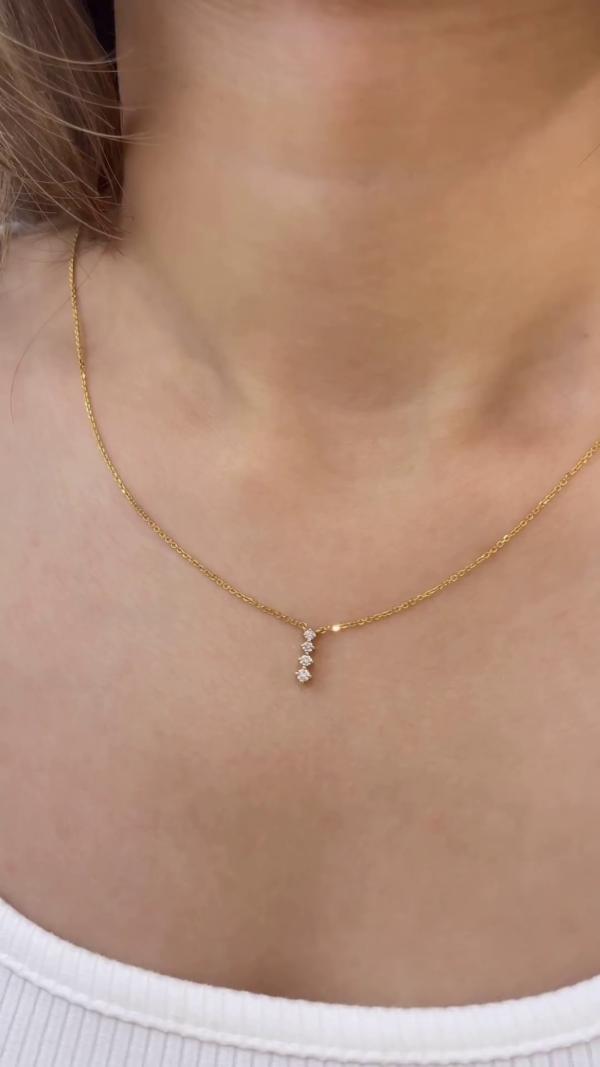 Minimalist Gold-Plated Vertical Diamond Pendant Necklace – Elegant & Timeless