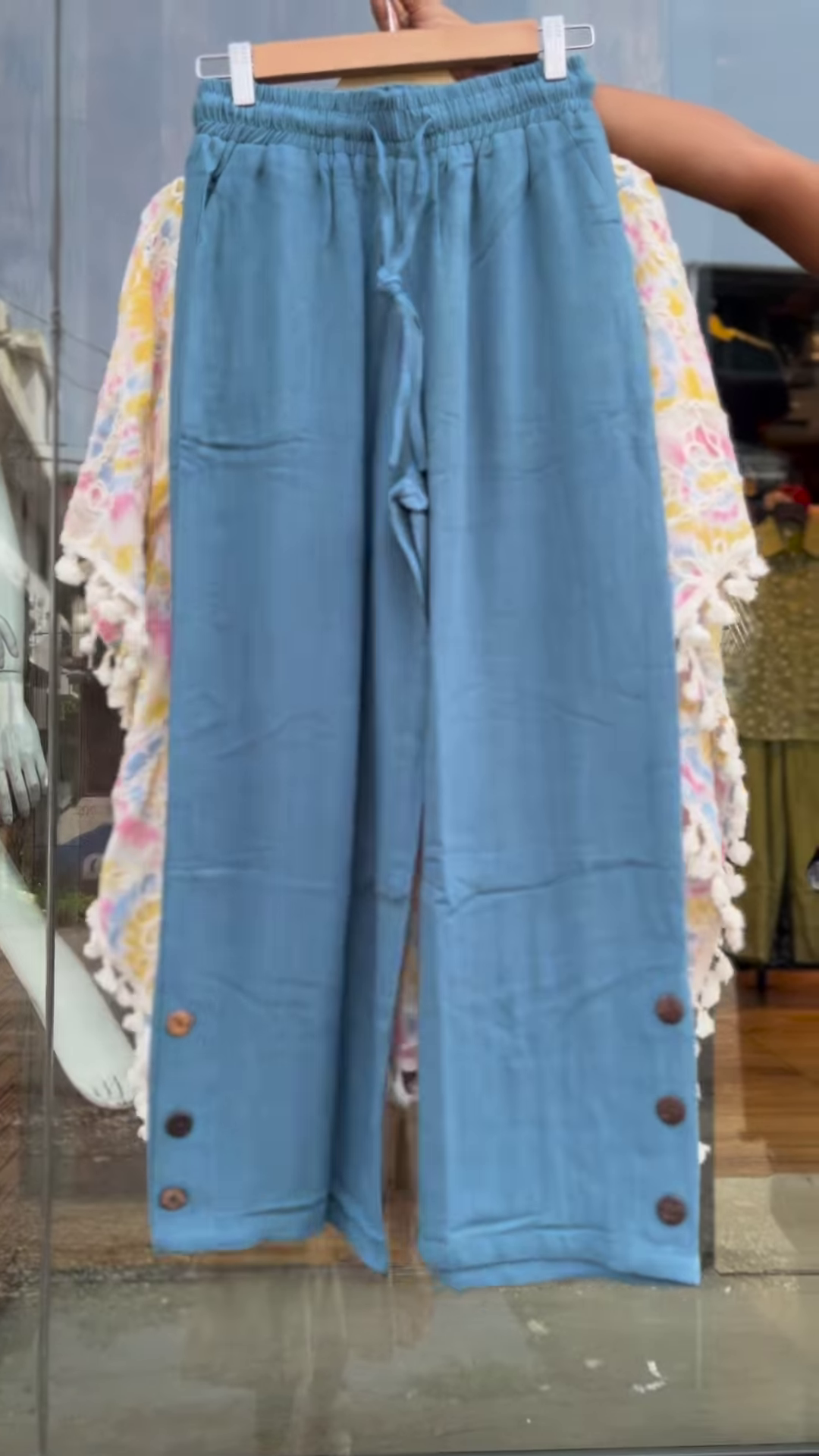 Women’s Pastel Tie-Dye Poncho Top with Lace Embroidery & Tassel Hem – Boho Resort-Ready Fashion - Image 2