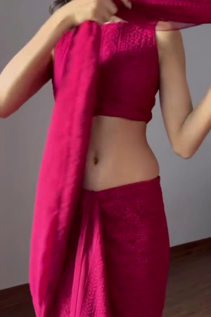 Crimson Grace Embroidered Saree