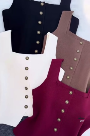 Women’s Sleeveless Button-Down Tank Top – Multiple Colors