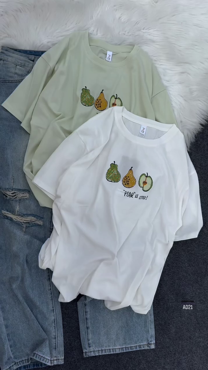 Unisex Graphic Pear Print Casual T-Shirt