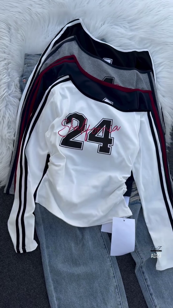 Women’s Long Sleeve Graphic Stripe Sports Top - Image 3