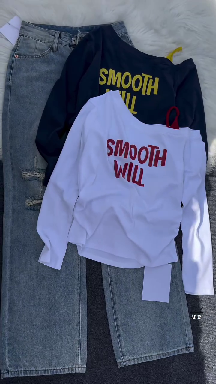 Women’s Long Sleeve Casual Graphic Top – “Smooth Will” - Image 3