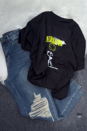 Nirvana Graphic Tee & Distressed Jeans Set