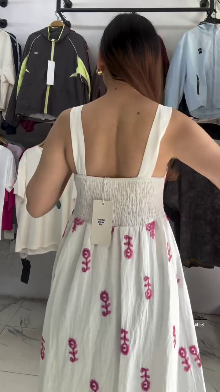 Beige Floral Embroidered Maxi Dress - Image 3