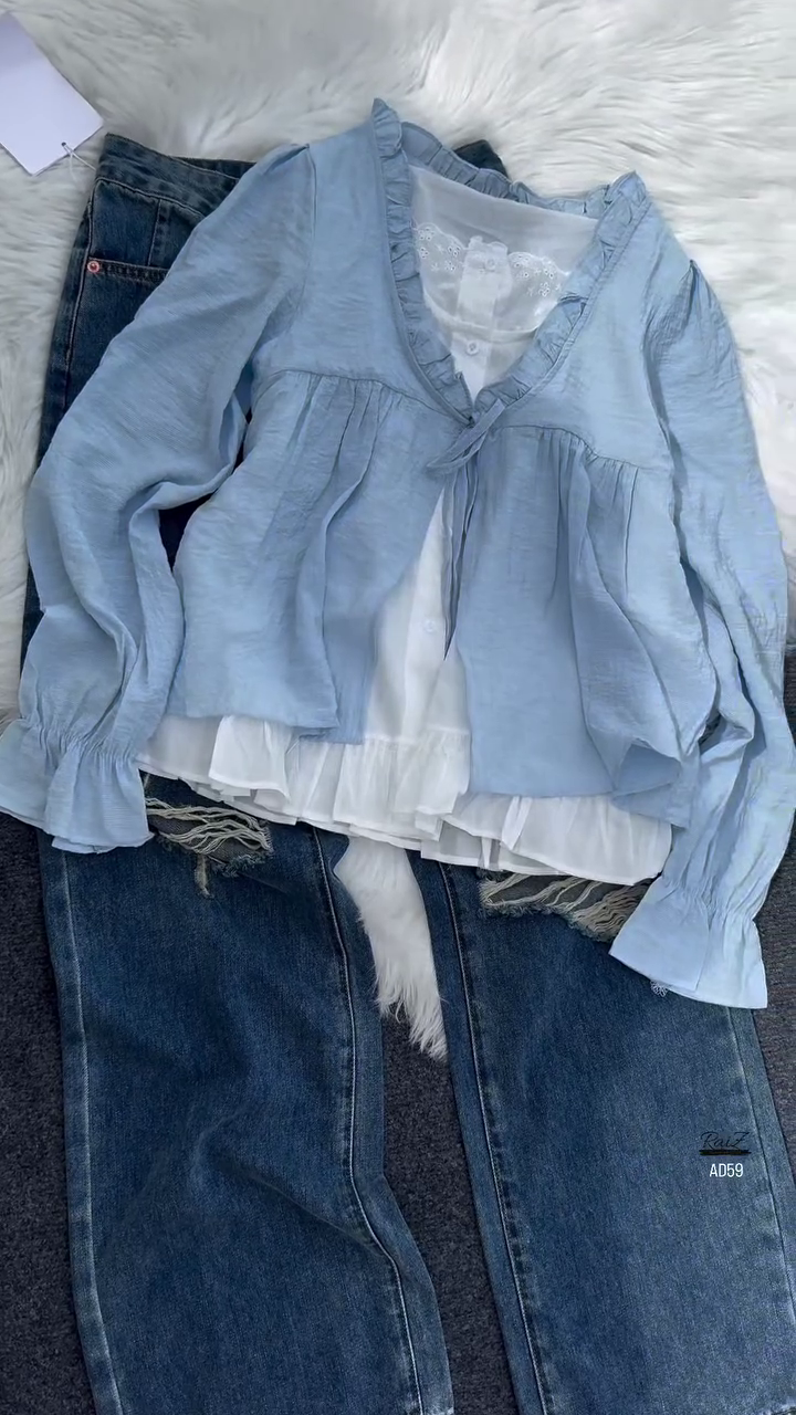 Ruffled Layered Blouse with Inner Top