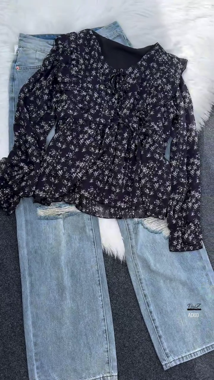 Floral Ruffled Chiffon Blouse - Image 3
