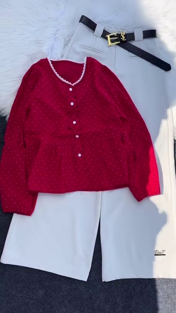 Mustard Bow-Detail Peplum Blouse - Image 2