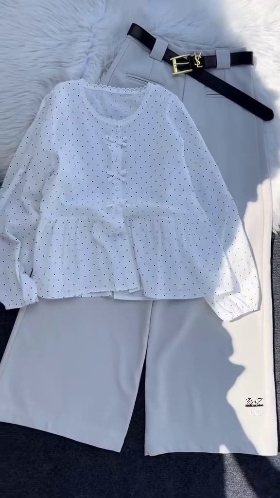 Mustard Bow-Detail Peplum Blouse - Image 3